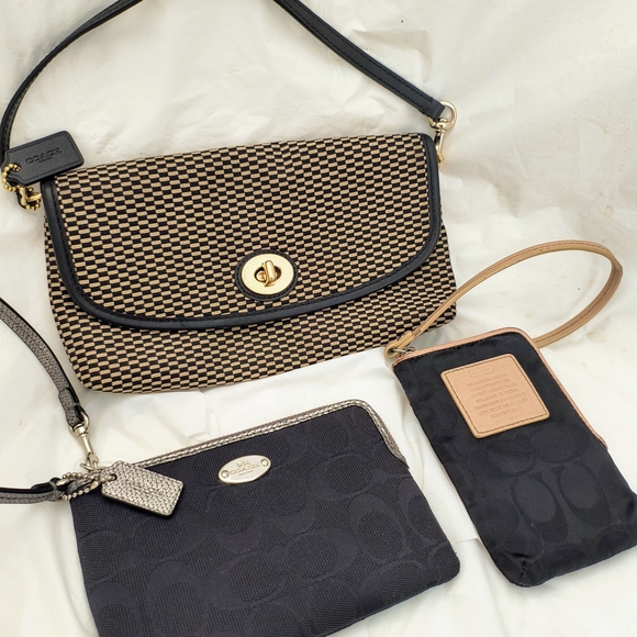 Coach Black and Brown Clutch and Wristlet Trio - Picture 1 of 16